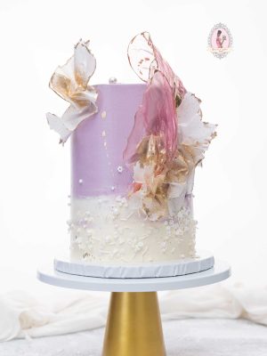 White & Purple Swiss meringue cake