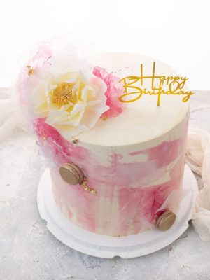 Pink & White Swiss meringue Cake