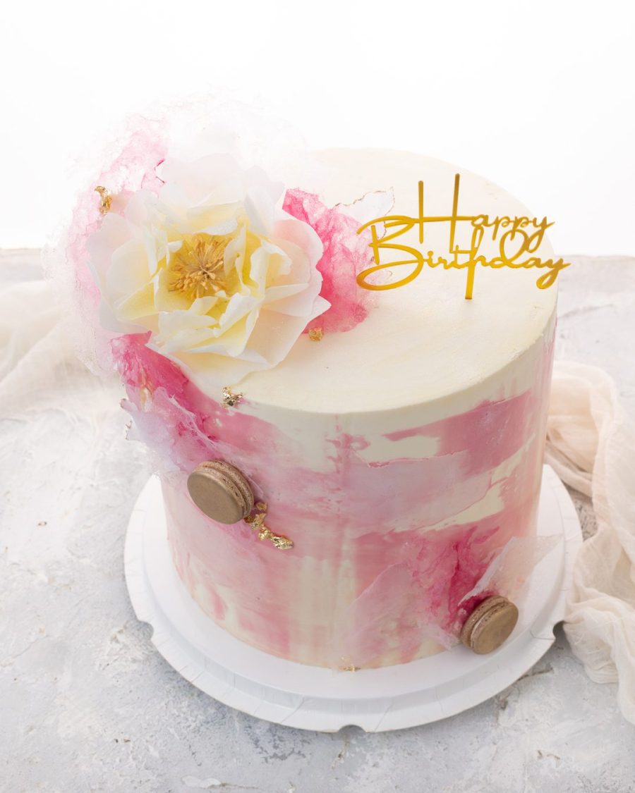 Pink & White Swiss meringue Cake